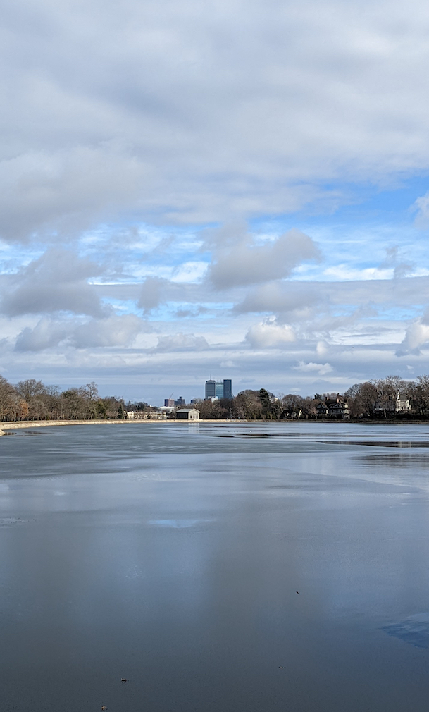 Brookline reservoir, looking east towards the Back Bay